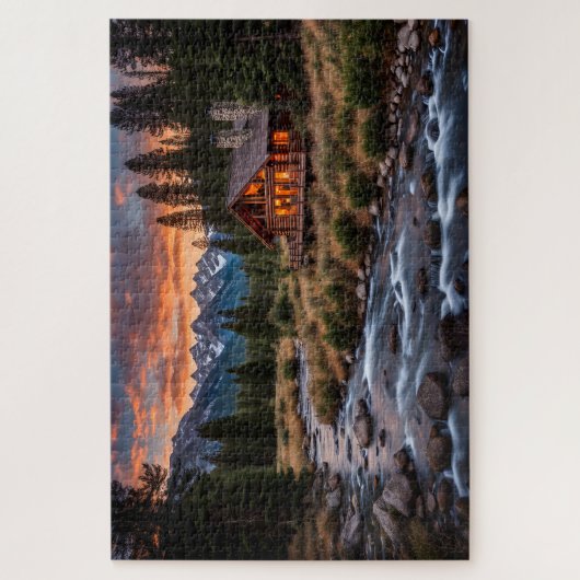 Puzzle Cabine à côté d'une rivière (Vertical)