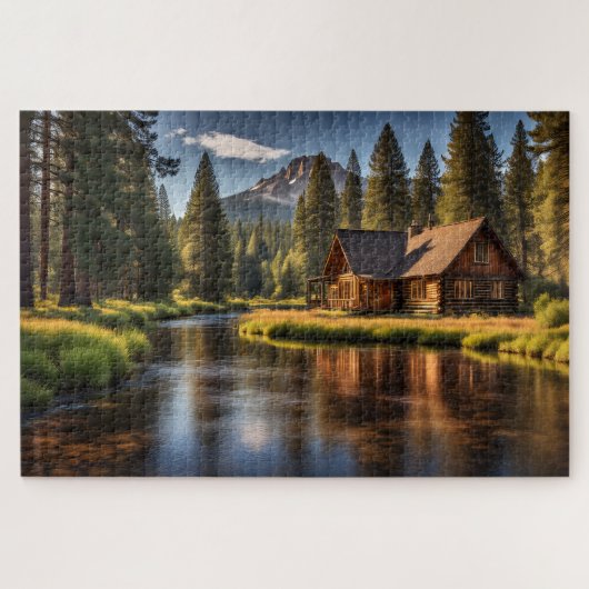Puzzle Cabine dans une forêt de pins (Horizontal)