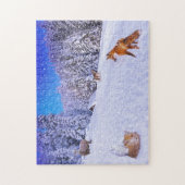 Puzzle Cabine d'hiver avec des amis de la faune (Vertical)