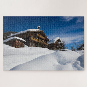 Puzzle Cabines traditionnels en bois de neige
