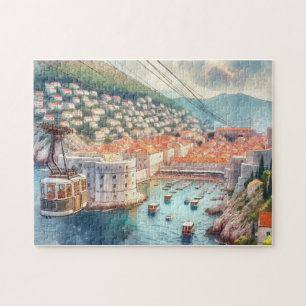 Puzzle Câble Dubrovnik Croatie aquarelle