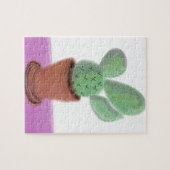 Puzzle Cactus aquarelle moderne dans un pot en terre cuit (Horizontal)