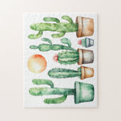 Puzzle Cactus Cactées Désert Succulente Aquarelle Moderne (Vertical)