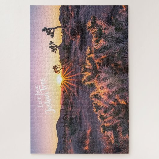 Puzzle Cactus Cholla violet orange Joshua Tree Sunset art (Vertical)