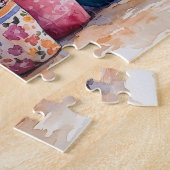 Puzzle Cactus et fleurs d'aquarelle de printemps (Côté)