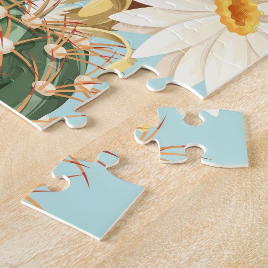Puzzle Cactus, fleurs roses : décor clair (Côté)