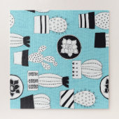 Puzzle Cactus, succulent : dessin manuel sans couture. (Horizontal)