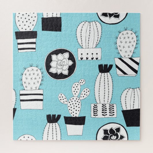 Puzzle Cactus, succulent : dessin manuel sans couture. (Vertical)