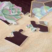 Puzzle Cactus Succulent détaillé Motif sans couture (Côté)