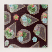 Puzzle Cactus Succulent détaillé Motif sans couture (Horizontal)