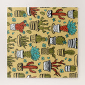 Puzzle Cactus Succulent : Esquisse tirée à la main (Horizontal)