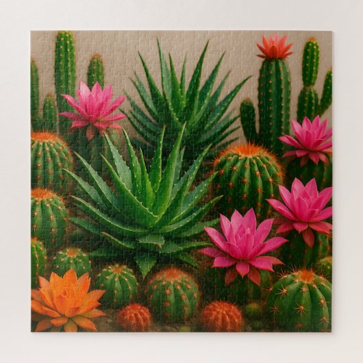 Puzzle Cactus Succulent Fleurissant Vibrant Désert (Vertical)