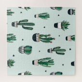 Puzzle Cactus-succulents, motif sans couture dessiné à la (Horizontal)