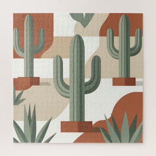 Puzzle Cactus vert sauge moderne Terracotta Désert (Vertical)