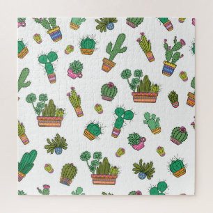 Puzzle Cactus vintages : Design Motif sans couture.