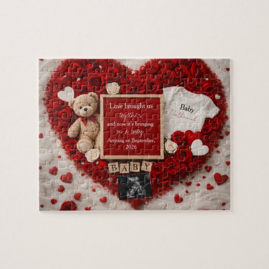 Puzzle Cadeau d'annonce de grossesse pour bébé romantique (Horizontal)