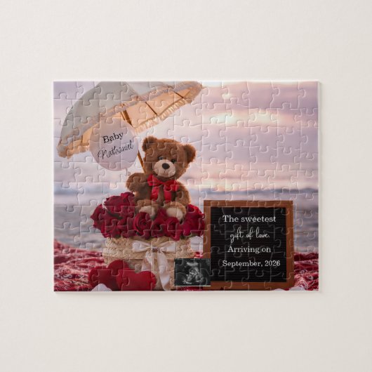 Puzzle Cadeau d'annonce de grossesse pour bébé romantique (Horizontal)