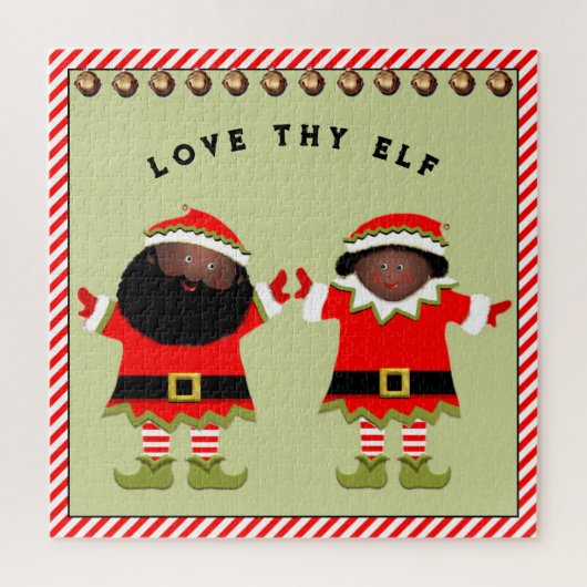 Puzzle Cadeau de couple d'elfes de Noël (Vertical)