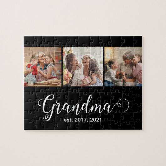 Puzzle Cadeau de création de grand-mère Script 3 Photo (Horizontal)