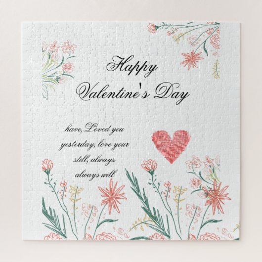 Puzzle Cadeau de la Saint-Valentin rouge et blanc (Vertical)