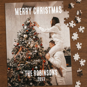 Puzzle Cadeau de Noël minimaliste de photo de couple