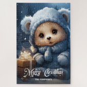 Puzzle Cadeau de Noël pour enfants mignon avec ours en pe (Vertical)