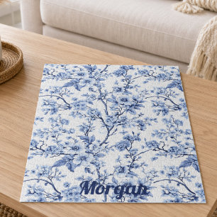Puzzle Cadeau floral bleu élégant français vintage person