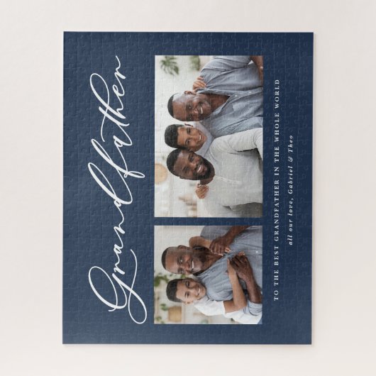 Puzzle Cadeau minime de script multi photo grand-père (Vertical)