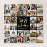 Puzzle Cadeau moderne 90e anniversaire multi photo script<br><div class="desc">Un petit cadeau de coussin de 90e anniversaire avec un script multi photo moderne. Un cadeau idéal pour les mamans,  papas,  grand,  grand-père de n'importe quel membre de la famille. Texte élégant et étonnant. Design noir,  blanc et or.</div>