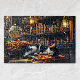 Puzzle Cadeau noir et blanc Cute Kitten pour Amoureux des