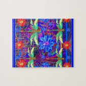 Puzzle Cadeaux bleus de fleur de libellules tropicales (Horizontal)