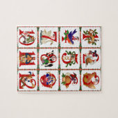 Puzzle Cadeaux d'impression de courtepointes des 12 jours (Horizontal)