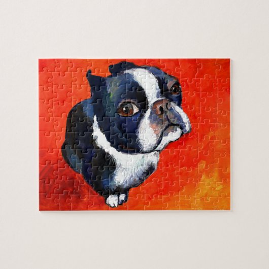 Puzzle Cadeaux mignons de chiot de Boston Terrier (Horizontal)