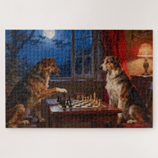 Puzzle Cadeaux pour amateurs de chiens drôles jouant aux  (Horizontal)