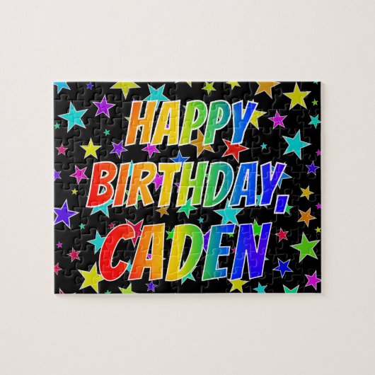 Puzzle "CADEN" Prénom, Amusant "HEUREUX ANNIVERSAIRE" (Horizontal)
