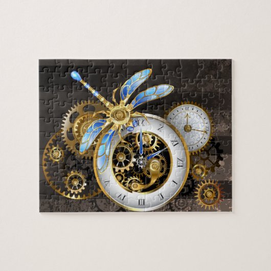 Puzzle Cadran Steampunk avec libellule (Horizontal)