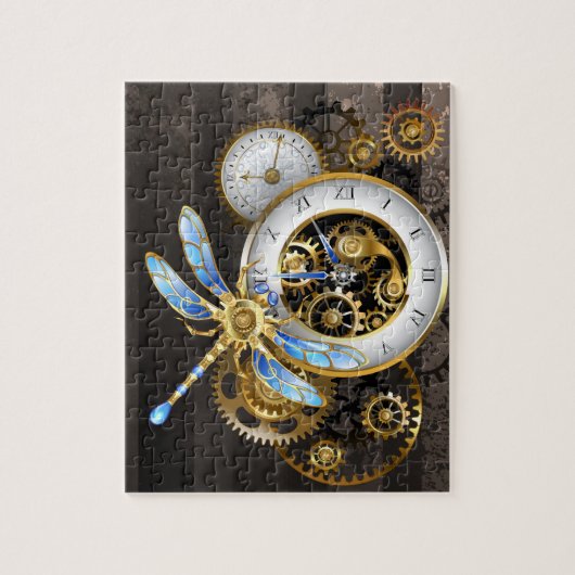 Puzzle Cadran Steampunk avec libellule (Vertical)