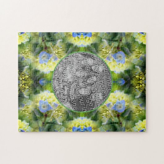 Puzzle Cadre de fleurs Blue Hydrangea Créez votre propre  (Horizontal)