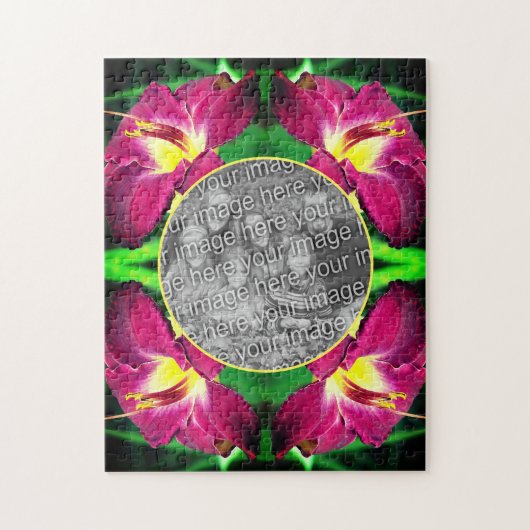 Puzzle Cadre de fleurs journalières Créez votre propre ph (Vertical)