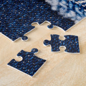 Puzzle Cadre de jean bleu denim fringé. (Côté)