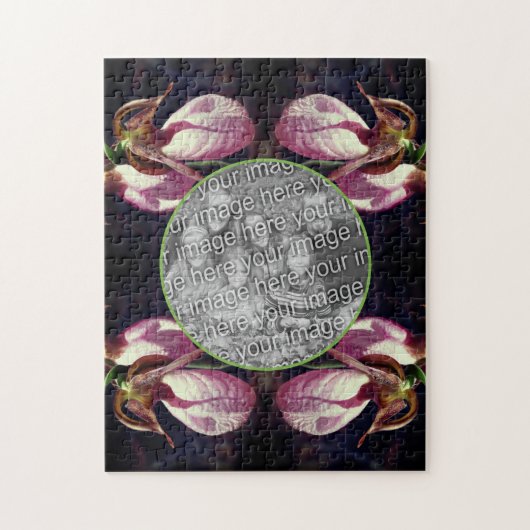 Puzzle Cadre d'orchidée rose sauvage Ajouter votre photo (Vertical)
