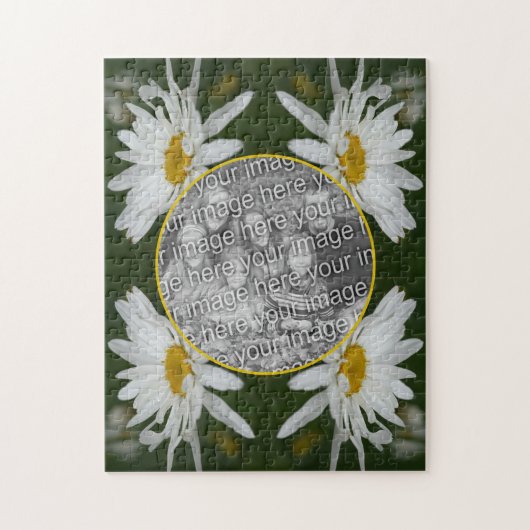 Puzzle Cadre Fleur Blancs Ajouter Votre Propre Photo (Vertical)