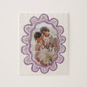 Puzzle Cadre photo ovale à pétoncles peint à la main