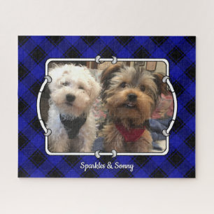 Puzzle Cadre photo personnalisé Classic Bleu et Noir Plai