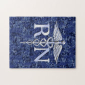 Puzzle Caducée argenté de RN d'infirmier autorisé sur la (Horizontal)