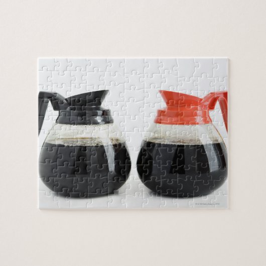 Puzzle Caf. et Decaf. Pots de café en blanc. (Horizontal)