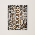 Puzzle Café<br><div class="desc">Le café dactylographie comme la crème,  le latte,  le cappucino,  etc. tout énumérés à un arrière-plan orienté grunge. Idéal pour le café hanté !</div>