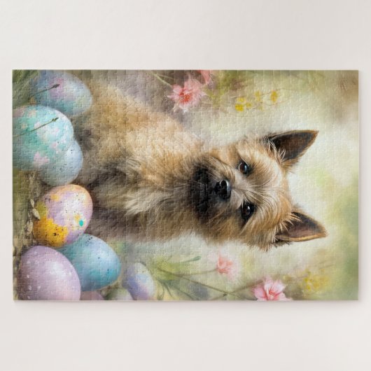 Puzzle Cairn Terrier avec les oeufs de Pâques (Horizontal)