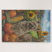Puzzle Cairn Terrier Chien Moisson Automne Thanksgiving (Horizontal)