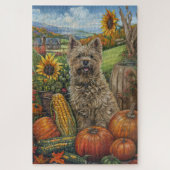 Puzzle Cairn Terrier Chien Moisson Automne Thanksgiving (Vertical)